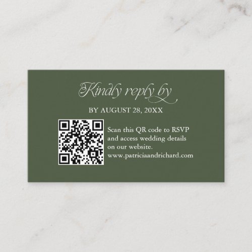 Forest Green QR Code RSVP Scan to Reply Enclosure Card