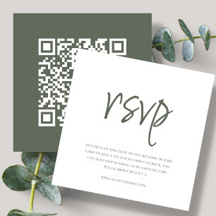 Forest Green QR Code Wedding RSVP Enclosure Card