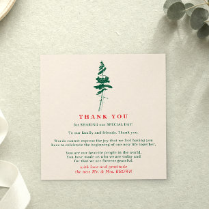 Forest Green & Red Christmas Wedding Thank You Invitation