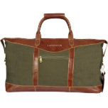 Forest Green Rose Gold Borello Leather Duffel Bag at Zazzle
