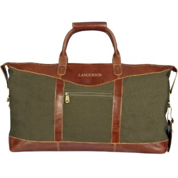 Forest Green Rose Gold Borello Leather Duffel Bag by jdsmarketing at Zazzle