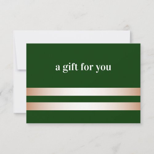 Forest Green  Rose Gold Elegant Gift Card