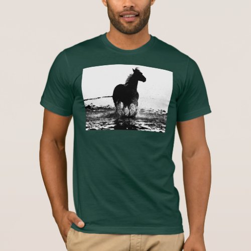 Forest Green Running Horse Elegant Modern Pop Art T_Shirt