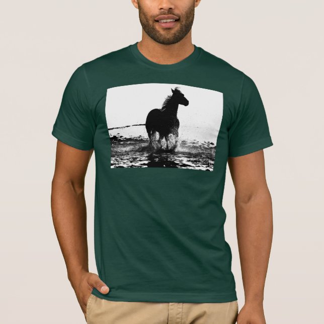 Forest Green Running Horse Elegant Modern Pop Art T-Shirt (Front)