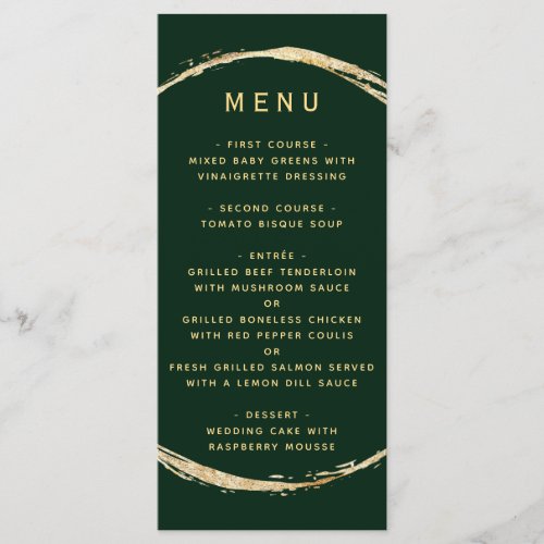 Forest Green Rustic Gold Circle Ampersand Wedding Menu