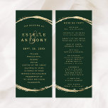 Forest Green Rustic Gold Circle Ampersand Wedding Program<br><div class="desc">This wedding program features a faux gold circle frame with an elegant ampersand and simple calligraphy with a forest green background.</div>