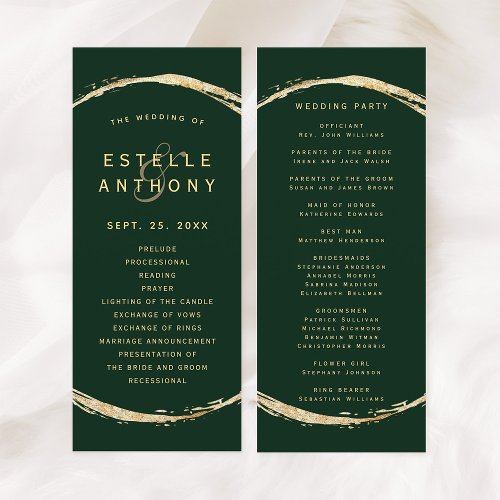 Forest Green Rustic Gold Circle Ampersand Wedding Program