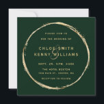 Forest Green Rustic Gold Circle Wedding Square Invitation<br><div class="desc">This wedding square invitation features a faux gold circle frame with an elegant ampersand and simple calligraphy with a forest green background.</div>