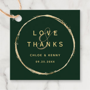 Forest Green Rustic Gold Circle Wedding Thank You Favor Tags