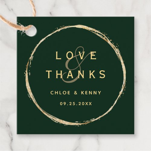 Forest Green Rustic Gold Circle Wedding Thank You  Favor Tags