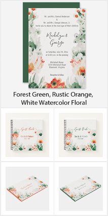 Forest Green, Rustic Orange, White Floral