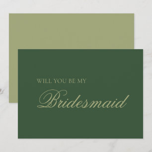Forest Green & Sage Modern Bridesmaid Proposal Card