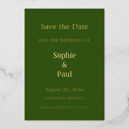 Forest Green Save the Date Foil Invitation