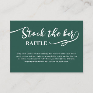 Forest Green Script Stock the bar Bridal Shower  Enclosure Card