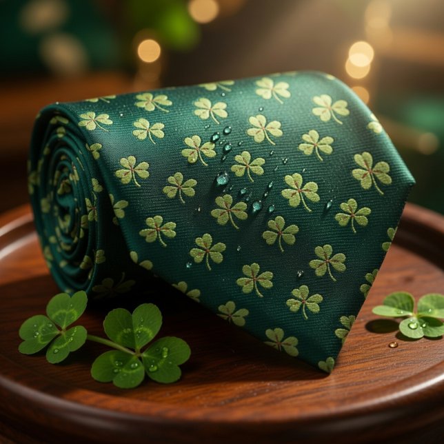 Forest Green Shamrock  Neck Tie (Creator Uploaded)