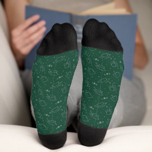 Forest Green & Silver Graduation Cap Toss Socks