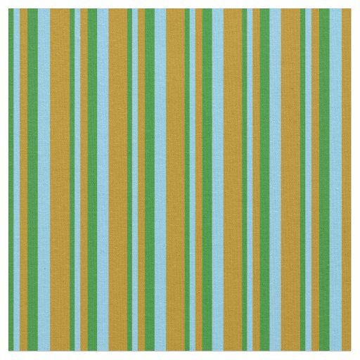 Forest Green, Sky Blue, and Dark Goldenrod Lines Fabric