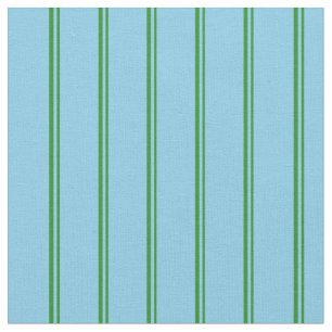 Forest Green & Sky Blue Colored Stripes Pattern Fabric