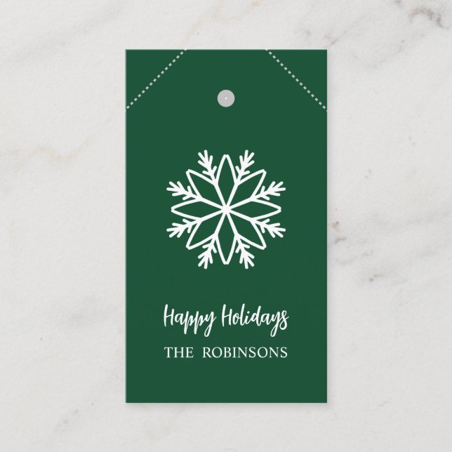 FOREST GREEN SNOWFLAKE DIY CHRISTMAS GIFT TAG (Front)