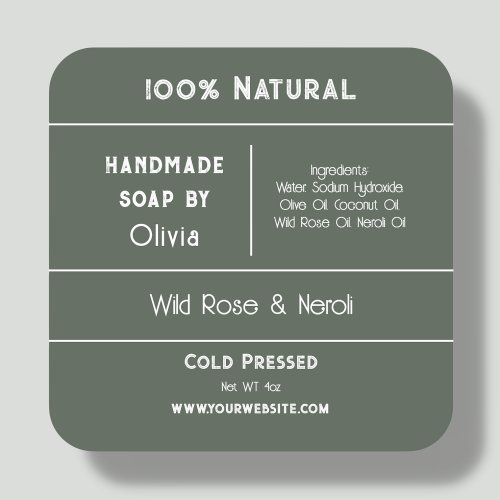 Forest Green  Soap Ingredient Product Labels