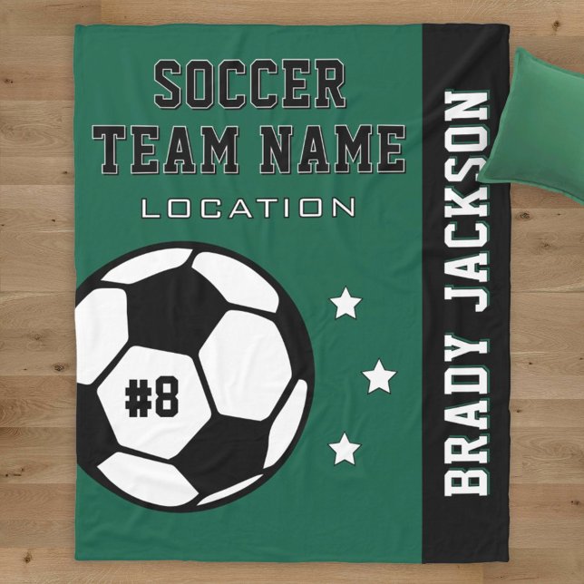 Forest Green Soccer Team Name Player Fleece Blanket (Creator Uploaded)