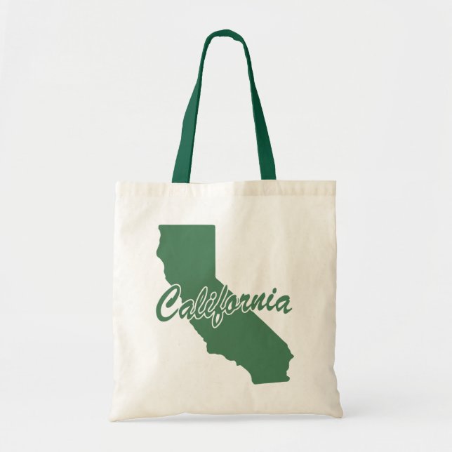 Forest Green State Of California Shape Tote Bag (Front)