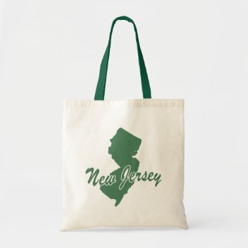 Forest Green State Of New Jersey Shape Tote Bag by trendyteeshirts at Zazzle