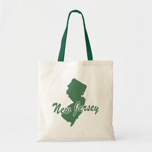 Forest Green State Of New Jersey Shape Tote Bag