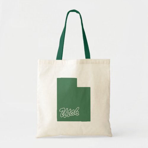 Forest Green State Of Utah Shape Tote Bag