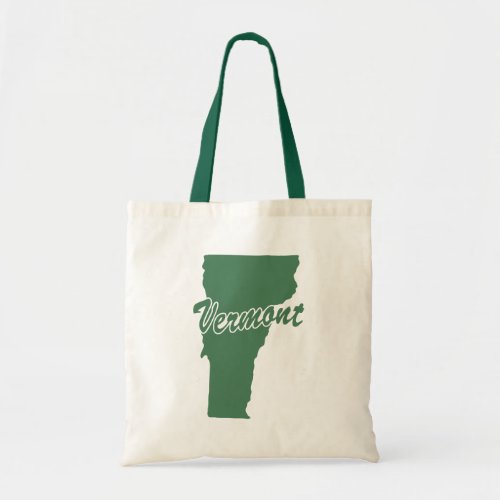 Forest Green State Of Vermont Shape Tote Bag