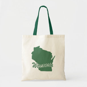 Forest Green State Of Wisconsin Shape Tote Bag