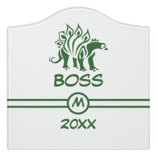 Forest Green Stegosaurus Spiked  Dinosaur  Door Sign