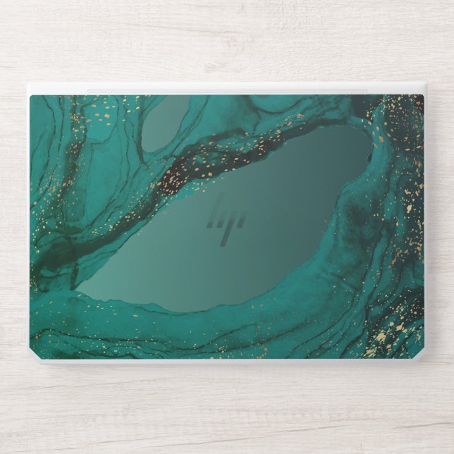 Forest green strata Sparkles agate stone marble HP Laptop Skin (Front)