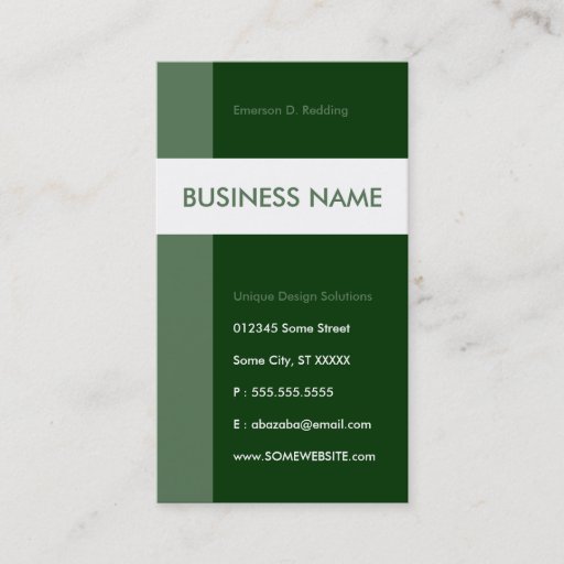 Customizable forest green streamline business card