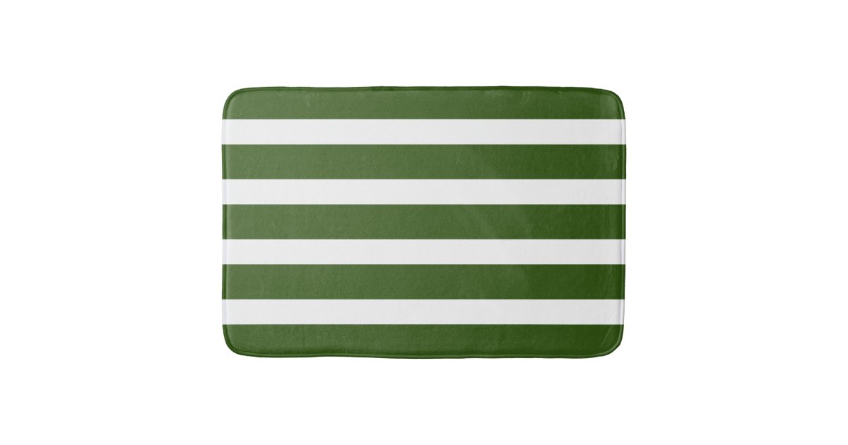 Forest Green Stripes Bath Mat | Zazzle