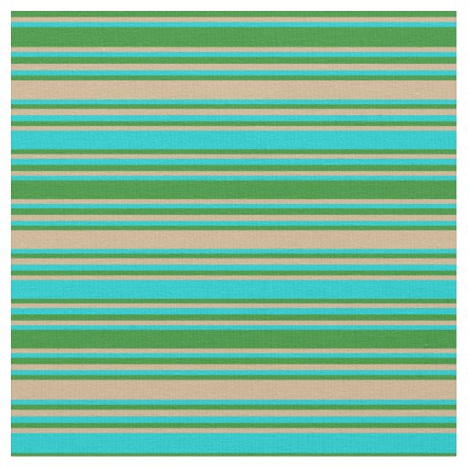 Forest Green, Tan, and Dark Turquoise Lines Fabric