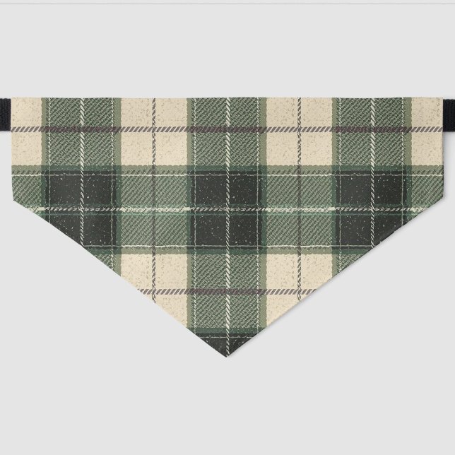 Forest Green Tartan Snowflake Pet Bandana | Cozy Pet Bandana Collar (Front)