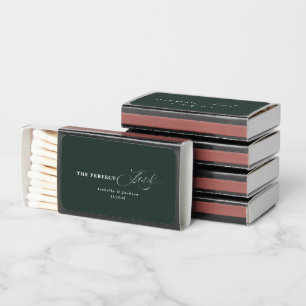 Forest Green "The Perfect Match" Wedding Favor Matchboxes