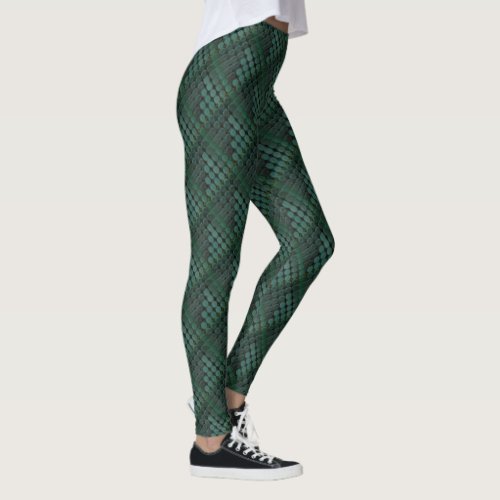 Forest green to opaque mint circles reptile look leggings