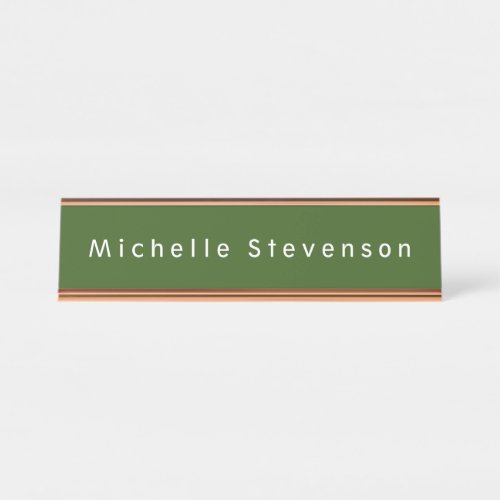 Forest Green Trendy Modern Professional Desk Name Plate