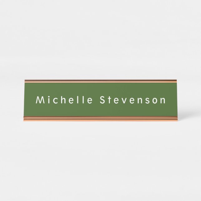 Forest Green Trendy Modern Professional Desk Name Plate (Front)
