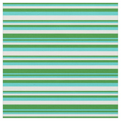 Forest Green, Turquoise & White Stripes Fabric