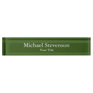 Forest Green Unique Elegant Modern Minimalist Desk Name Plate Forest Green Unique Elegant Modern Minimalist Desk Name Plate