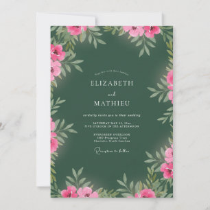 Forest Green Vibrant Floral Wedding Invitation