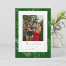 Forest Green Vintage Botanical Christmas Photo