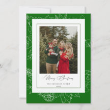 Forest Green Vintage Botanical Christmas Photo