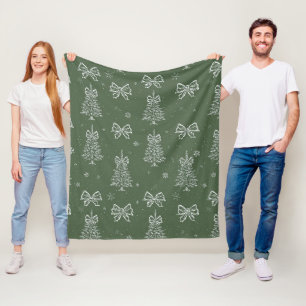 Forest Green Vintage Evergreen Winter Pattern Fleece Blanket
