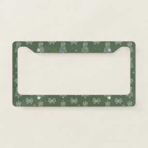 Forest Green Vintage Evergreen Winter Pattern License Plate Frame
