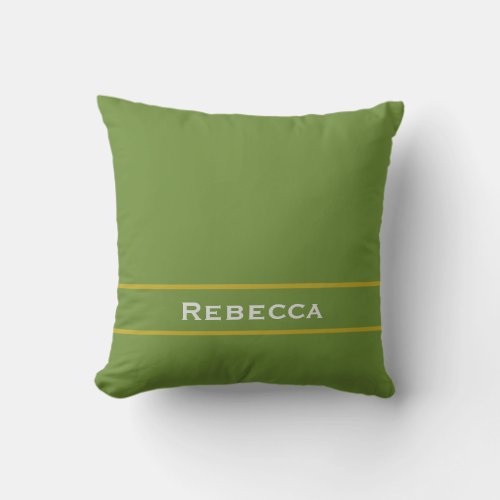 Forest Green Vintage Solid Color Plain Monogram Throw Pillow