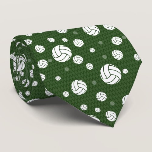 Forest Green Volleyball Chevron Patterned Neck Tie